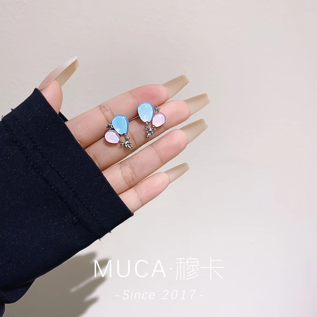 铜合金玻璃耳饰 设计感时尚百搭气质轻奢简约女耳钉F915