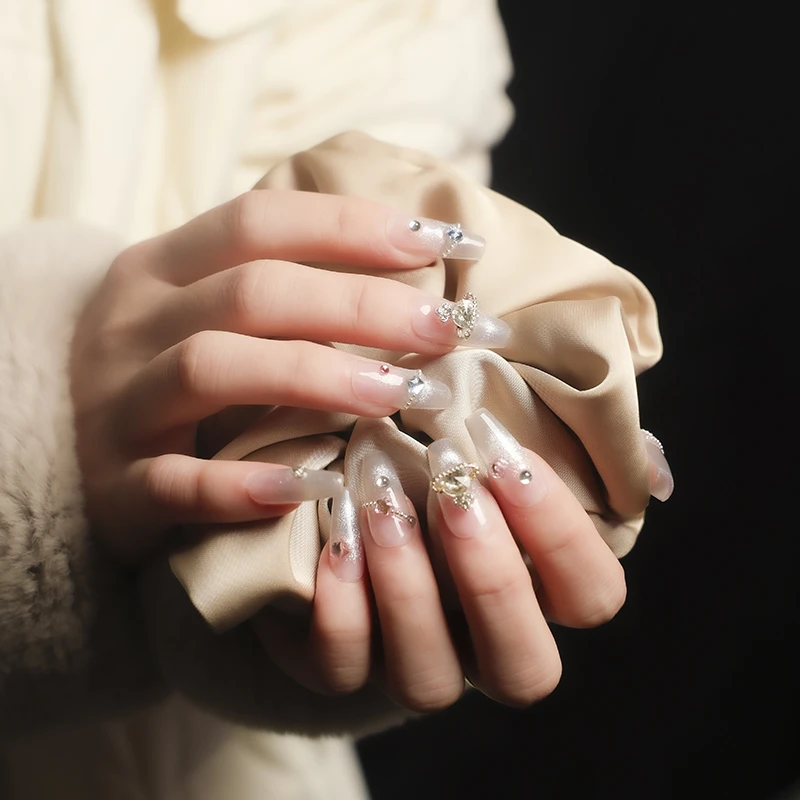 【西雅图】手工穿戴甲中长款粉色气质秋冬穿戴式秋冬美妆美甲轻奢