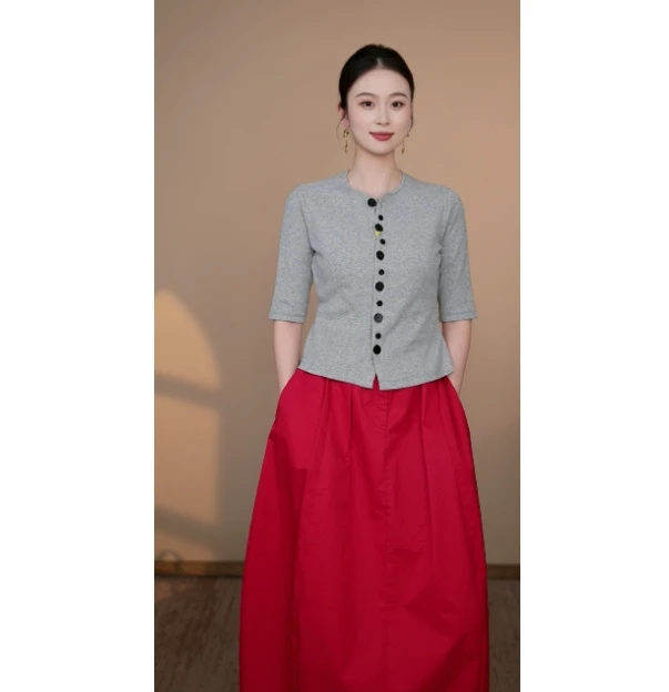 小井定制私服【格雷系】春夏女装上衣半袖设计早秋简约通勤款