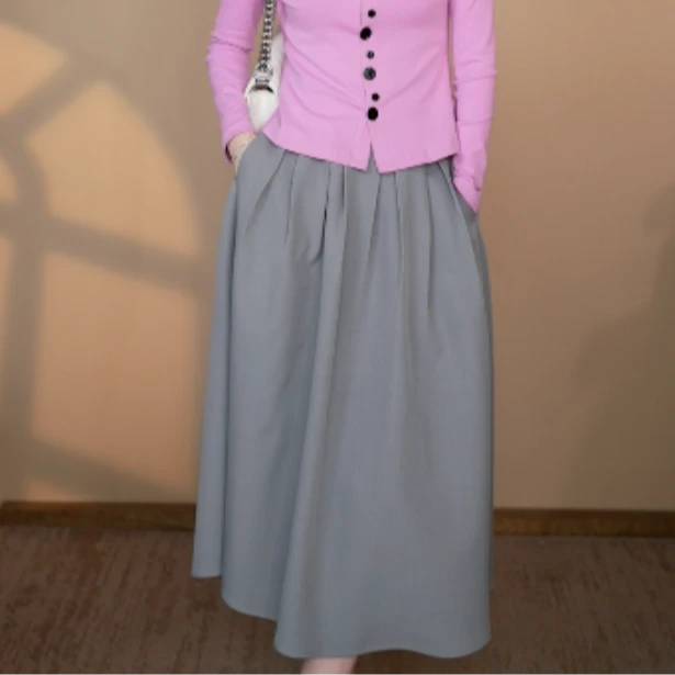 小井定制私服2【雾灰河畔】灰色新款女装半身裙赫本时尚显瘦百搭