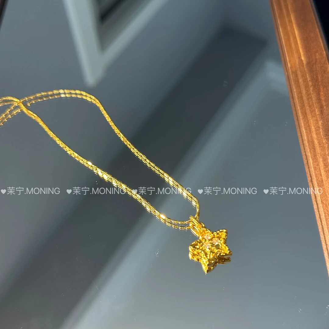 铜合金项链 【茉宁】满天星五角星项链  简约轻奢时尚百搭复古素款