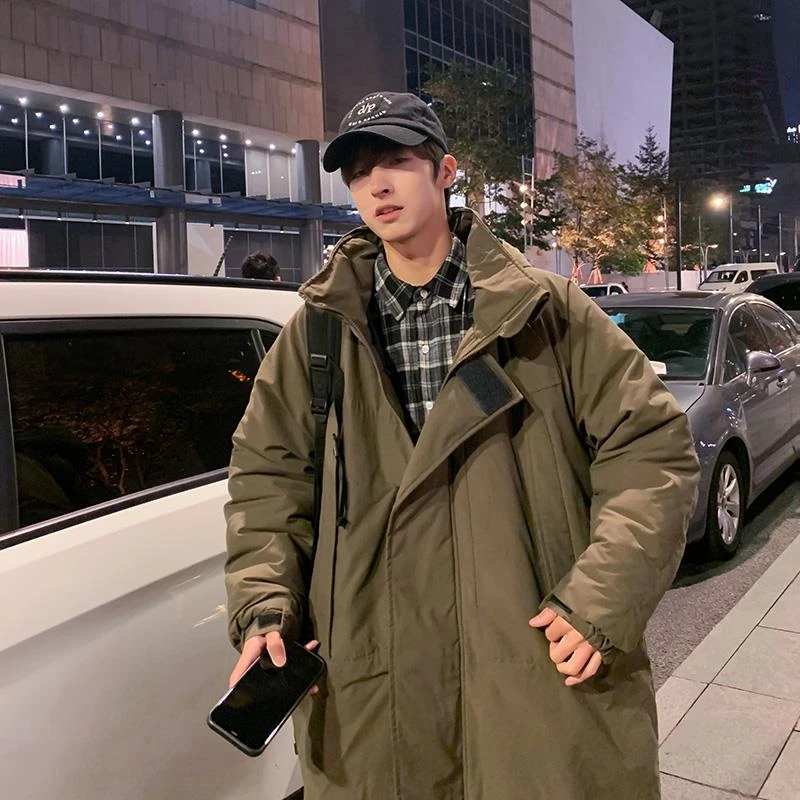 男长款棉服中长版棉服男冬袄潮牌加厚潮流情侣ins派克棉衣外套