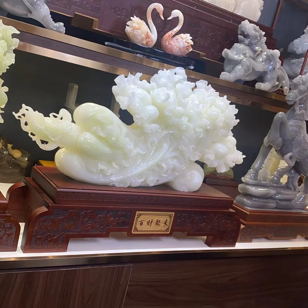 【百财聚来】高端天然玉石摆财家居乔迁开业玄关客厅办公桌送礼摆件