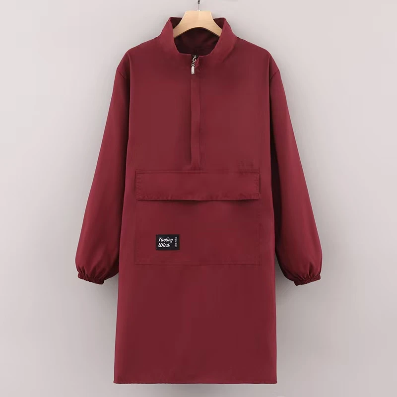 昱特简约纯色拉链立领大口袋罩衣厨房干活防油污工作服可定制logo