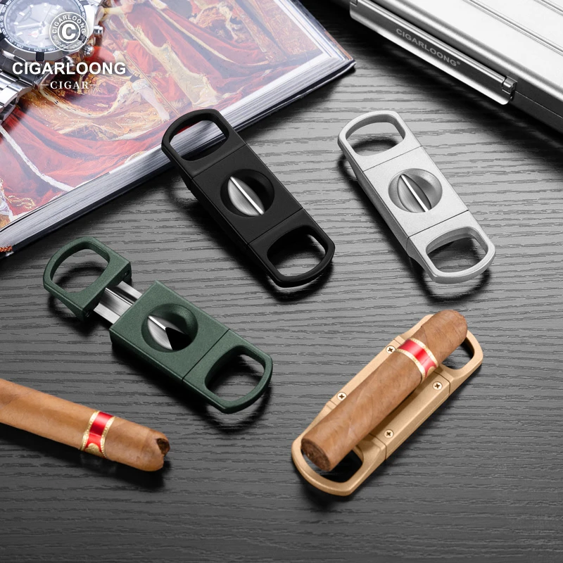 茄龙雪茄剪磨砂合金便携锋利V型雪茄刀带烟托剪烟器雪茄钳CE-24IP