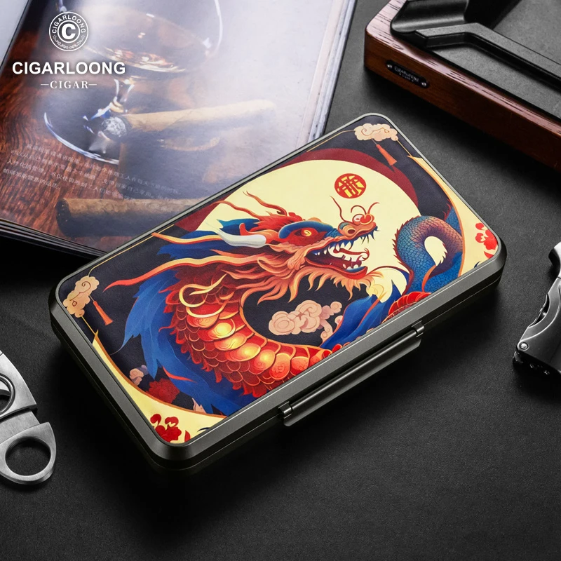 CIGARLOONG茄龙雪茄盒轻薄铝制便携时尚大容量密封保湿盒CA-24DAD