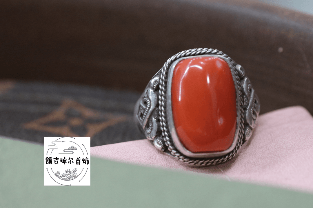 足银戒指 旭日蒙古元素男士戒指2200