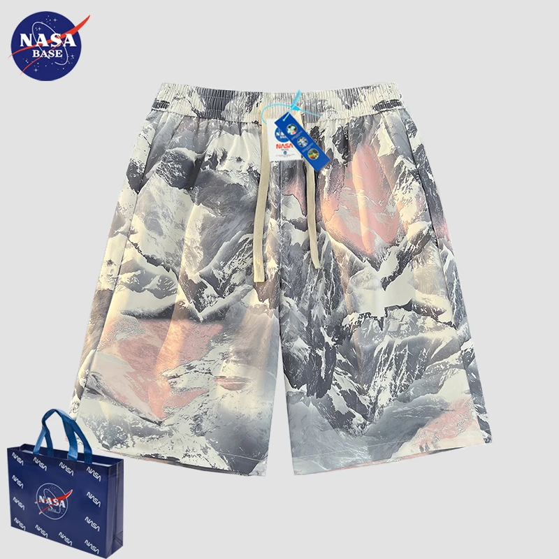 NASA BASE短裤潮牌高级感印花休闲运动夏季男士ins潮流五分裤扎染