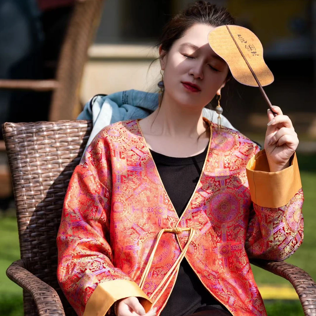 加莉新中式【春色满城】幂式穿搭国红色外衫开衫 分码