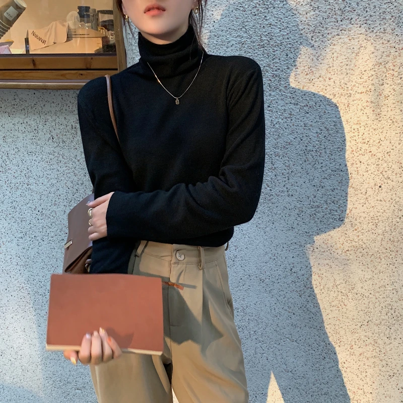 高领毛衣打底衫女2025秋冬新款修身保暖气质针织衫内搭美拉德纯色