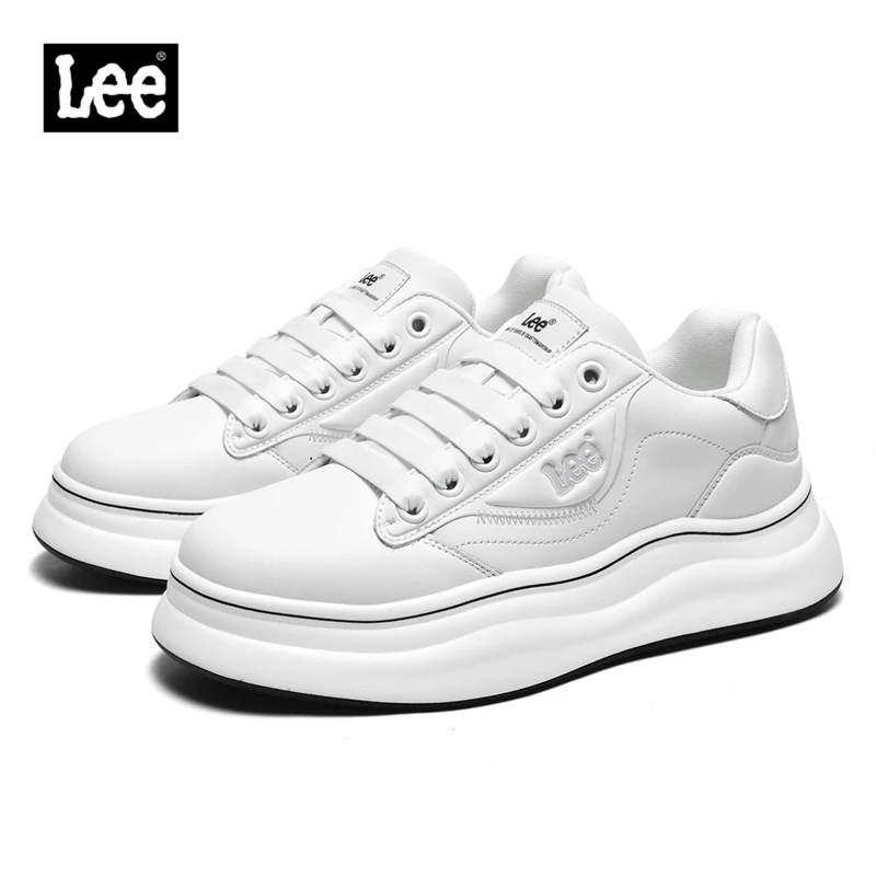 Lee男鞋秋季系带男士小白鞋时尚厚底百搭低帮休闲鞋板鞋运动鞋