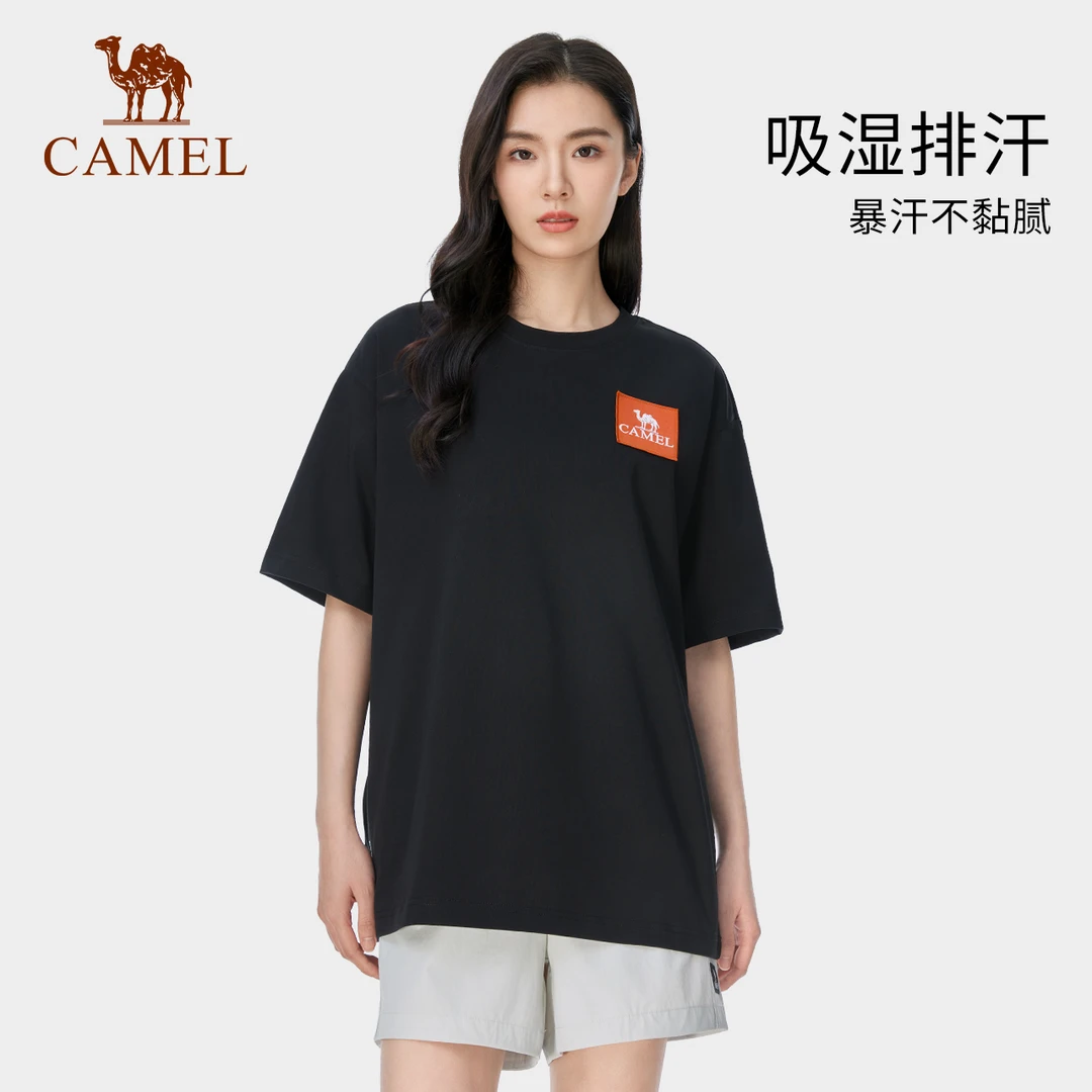 骆驼户外速干短袖圆领T恤夏防水防油男女同款宽松上衣A34BZ11138