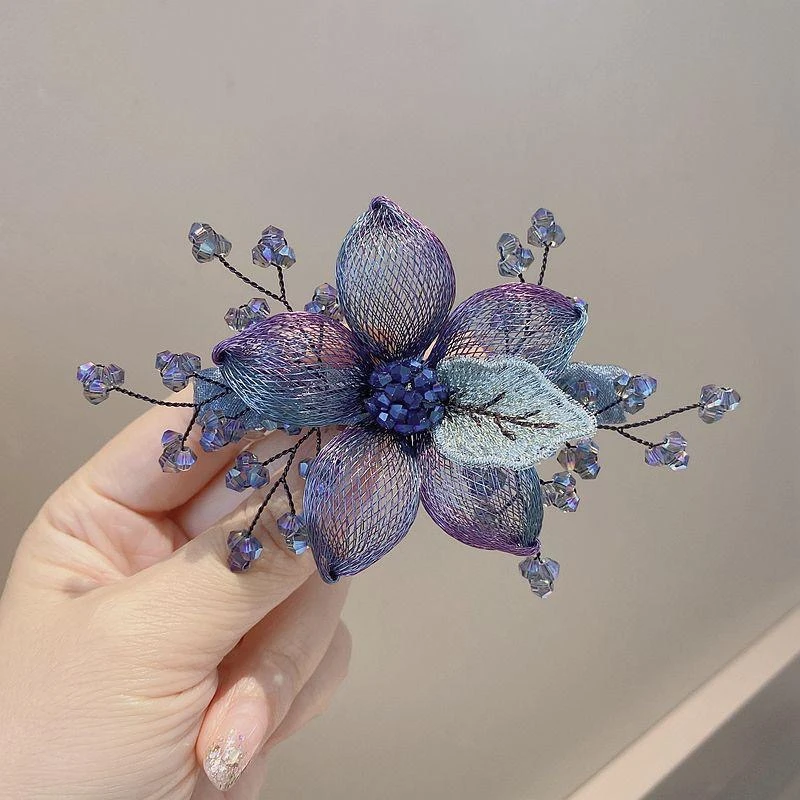 横夹优雅铜丝手工编织温柔复古弹簧马尾夹气质妈妈