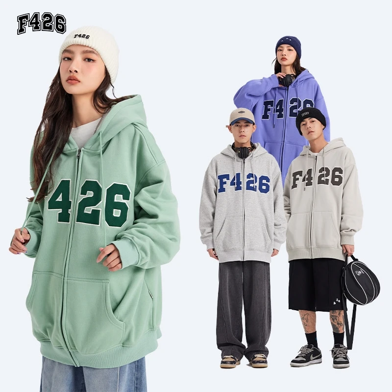 F426国潮牌情侣装卫衣外套女春秋薄荷曼波4021