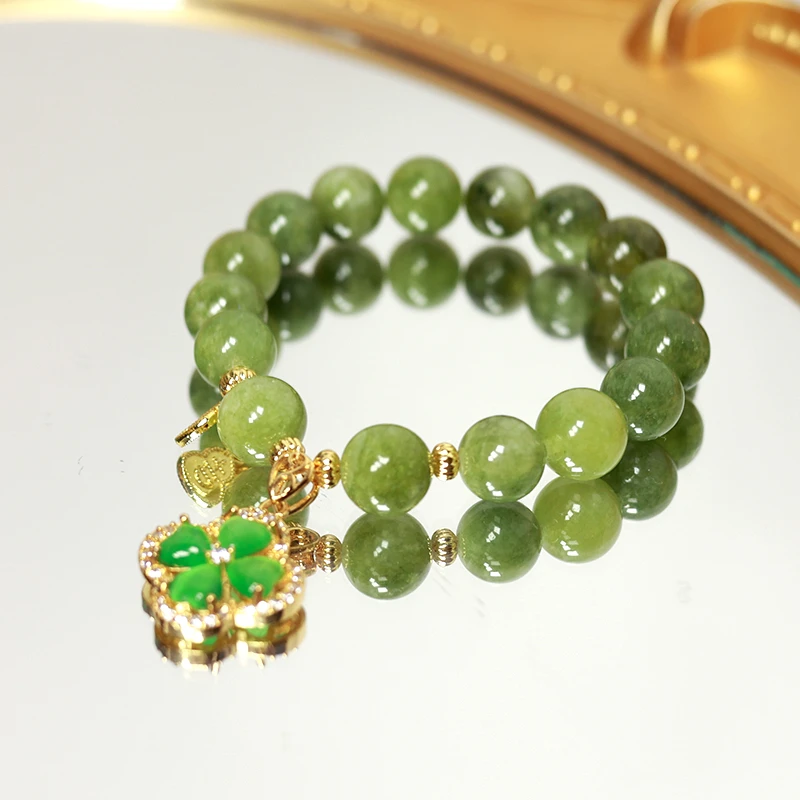 天然绿碧玺单圈四叶草小清新高级感手链 多样性发一 H2773