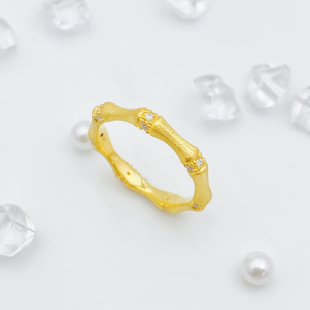 足金999 莫桑竹节戒指 1.43 19圈口