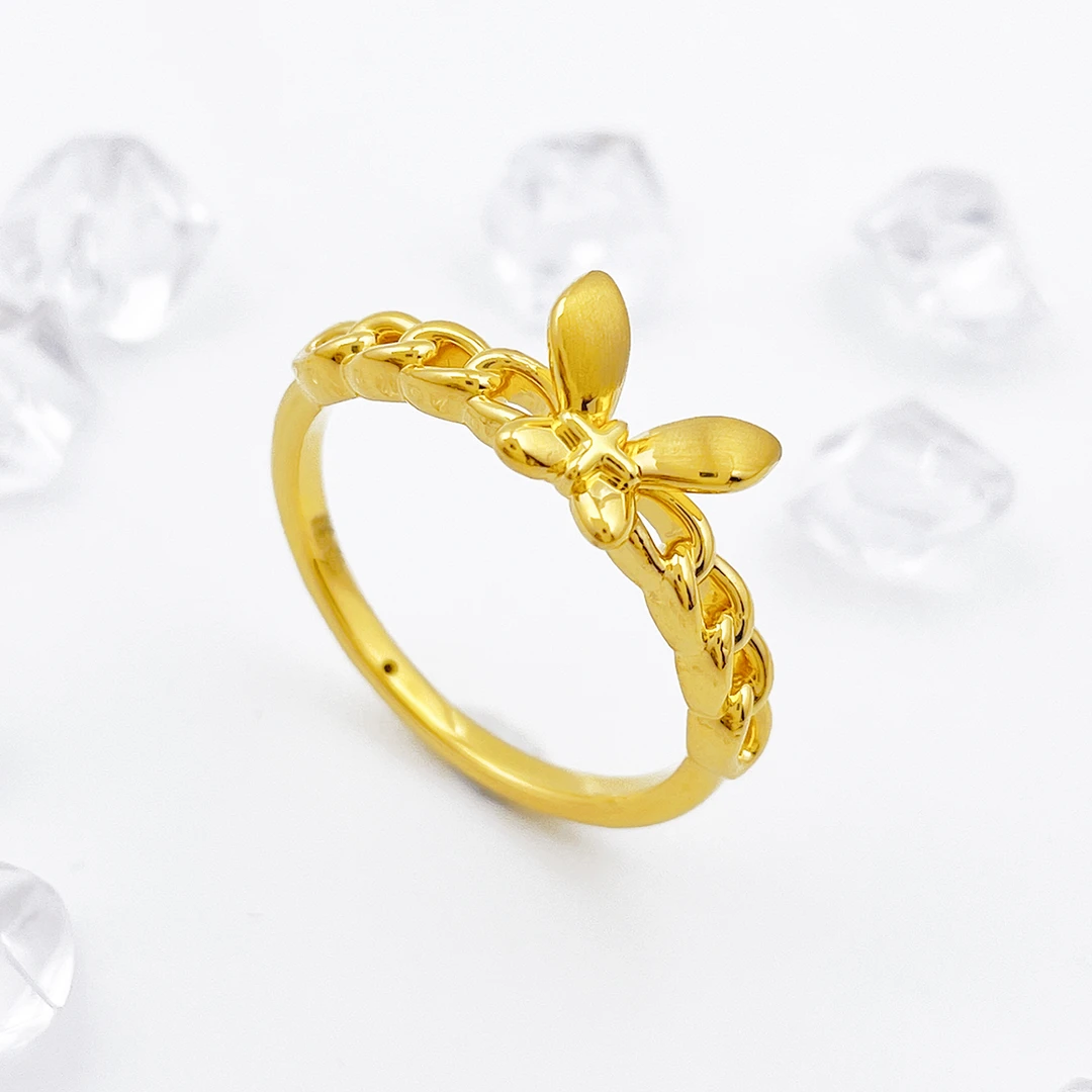 【国潮】足金999 链环蝴蝶戒指 1.23 18圈口