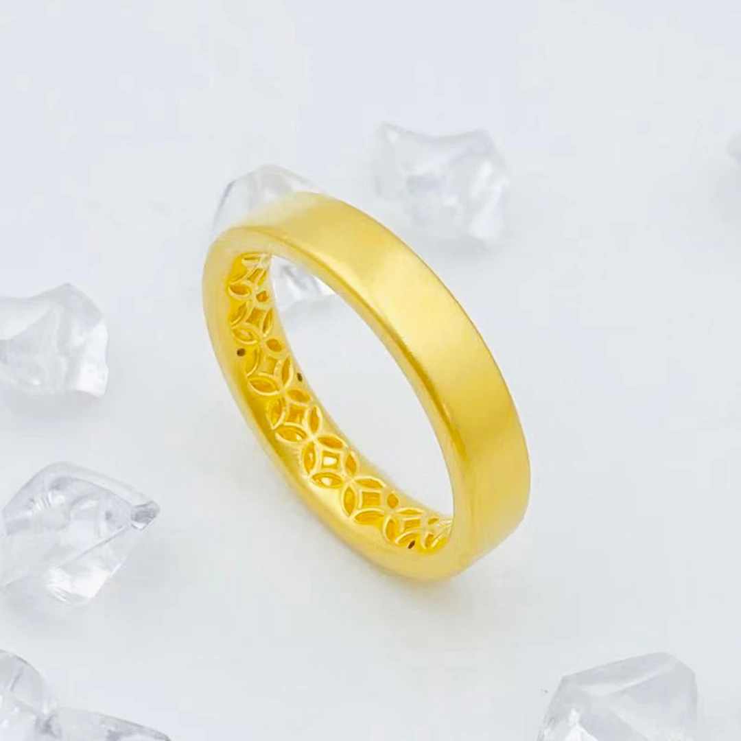 【国潮】足金999 铜钱镂空方形戒指1.98 15圈口