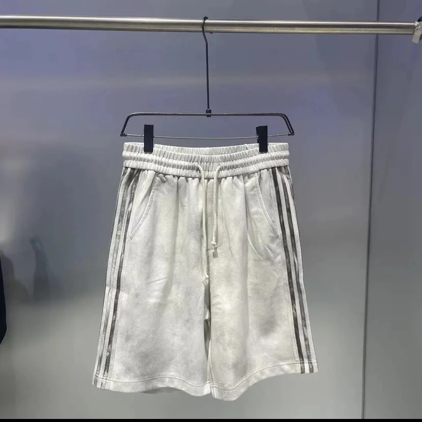 潮牌短裤男韩版新款水洗脏脏裤帅气夏季新款字母刺绣两道杠五分裤