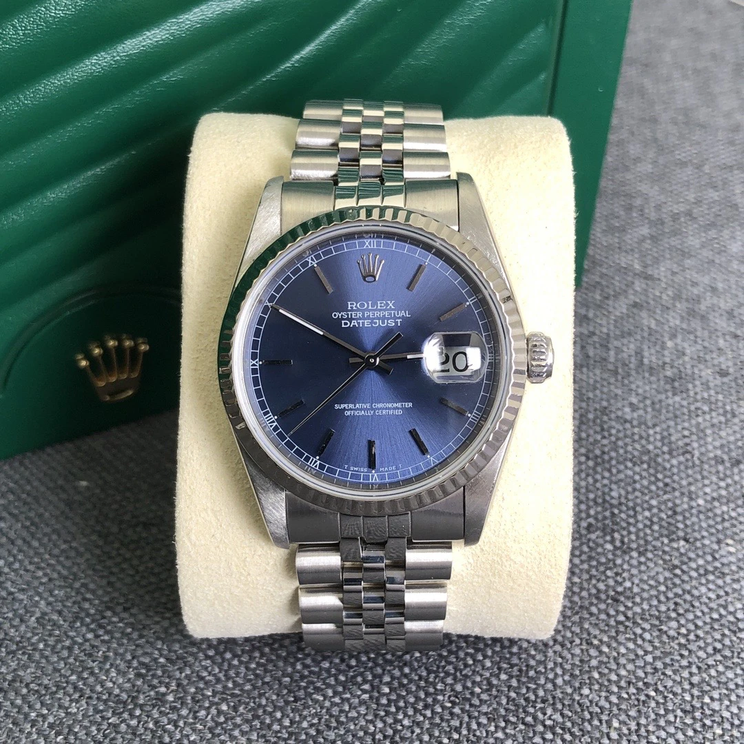 99新 Rolex/劳力士 奢侈品/日志自动机械/蓝条钉36mm原盘单表