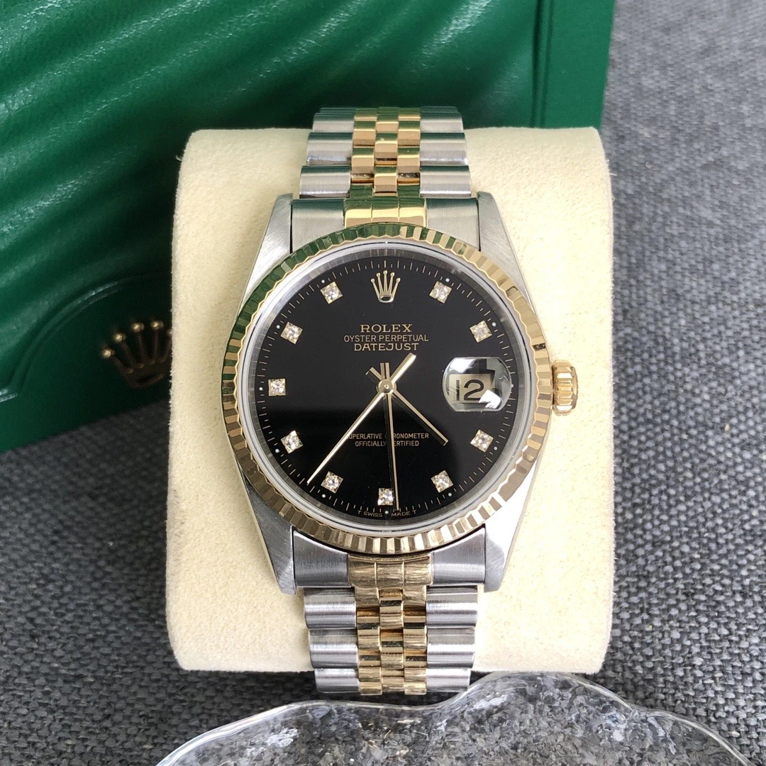 99新 Rolex/劳力士 奢侈品/日志自动机械黑盘36mm原钻单表