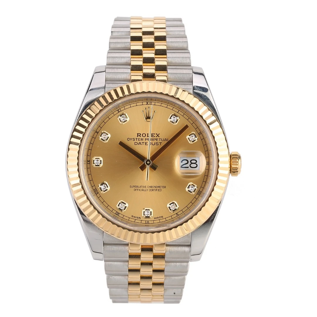 99新 Rolex/劳力士 奢侈品/日志126333金盘41mm原钻单表
