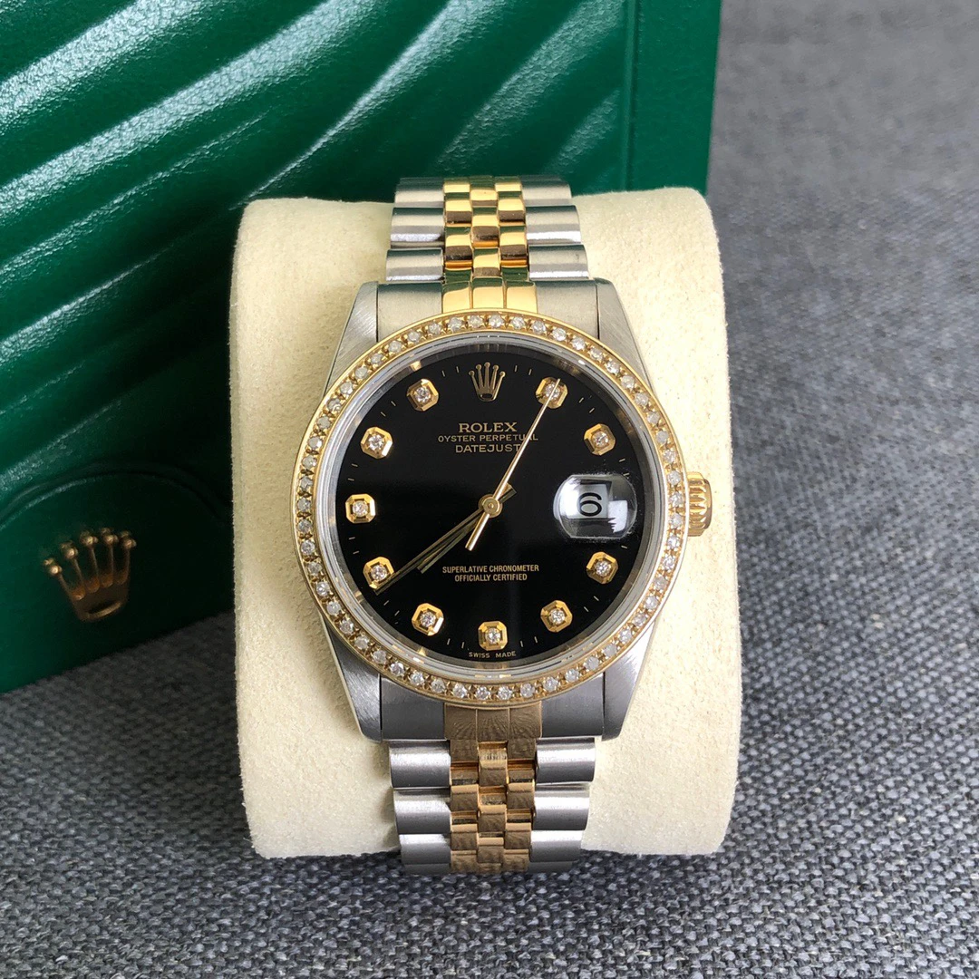 99新 Rolex/劳力士 奢侈品/日志自动机械黑盘36mm后盘单表
