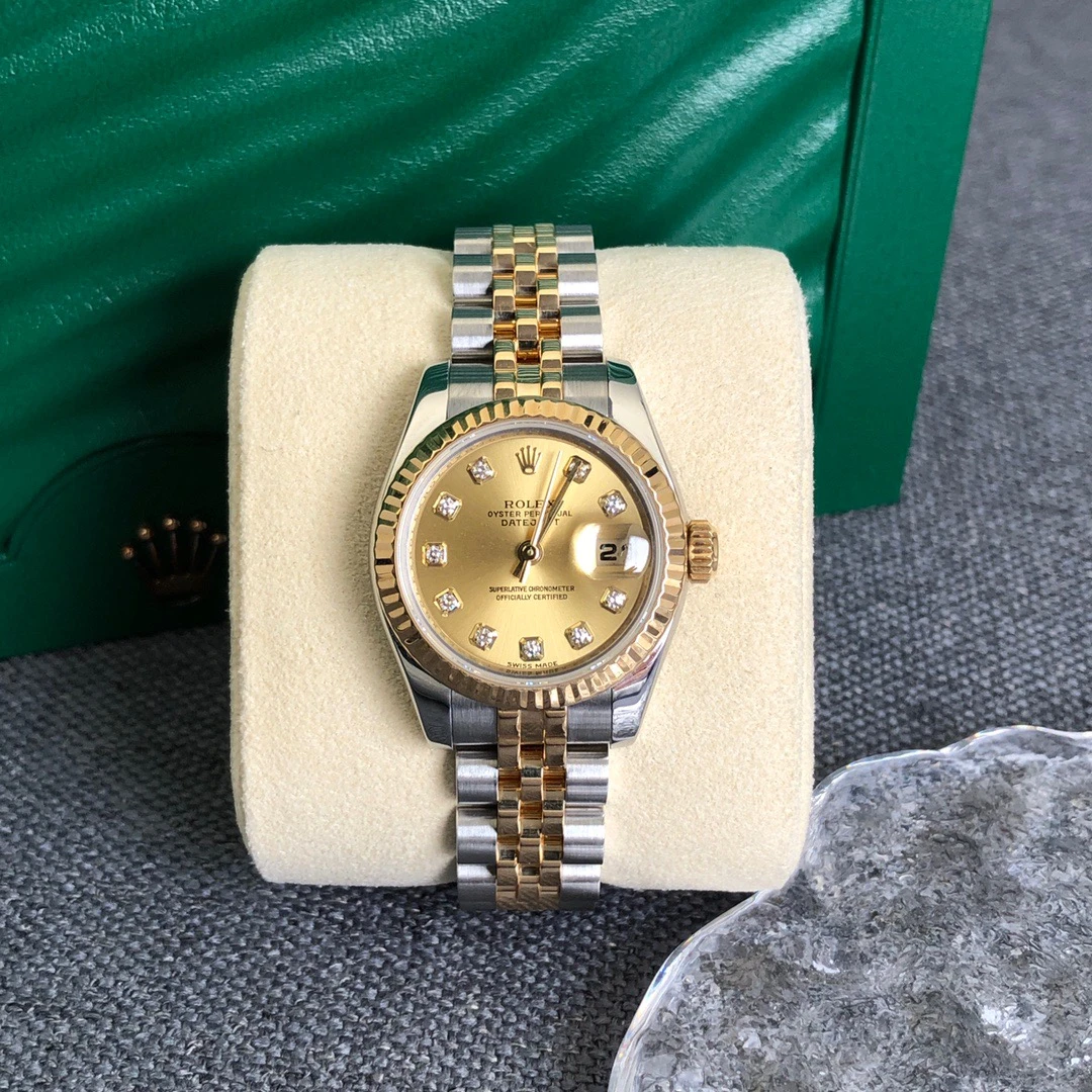 99新 Rolex/劳力士 奢侈品/179173日志香槟金26mm原钻单表