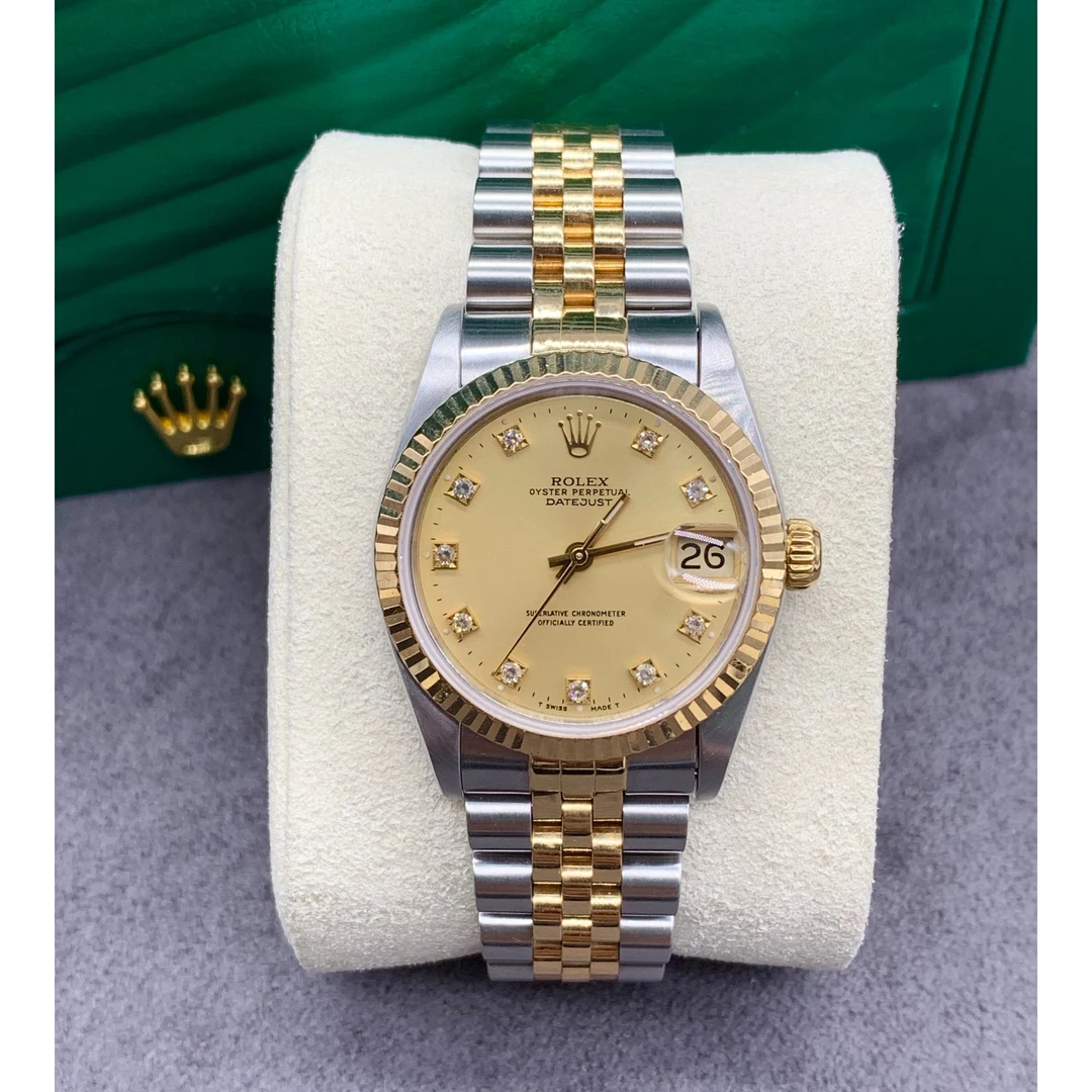 99新 Rolex/劳力士 奢侈品/日志68273金盘31mm原钻单表