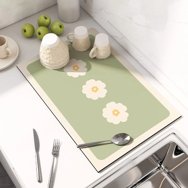 厨房沥水垫台面垫子硅藻泥控水垫桌面吸水垫洗手台餐垫餐盘隔热垫