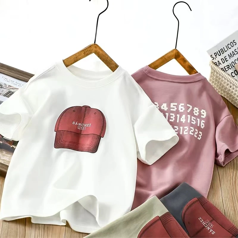 儿童夏季半袖宽松圆领印花韩版潮流休闲时尚洋气中大童