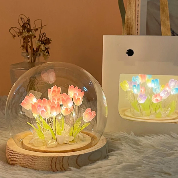 中秋节郁金香花海小夜灯diy手工材料摆件生日礼物送女生闺蜜成品