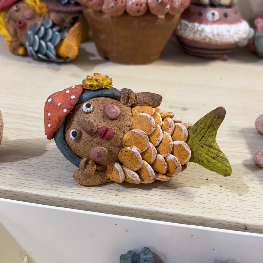 泥塑古镇炻陶花盆