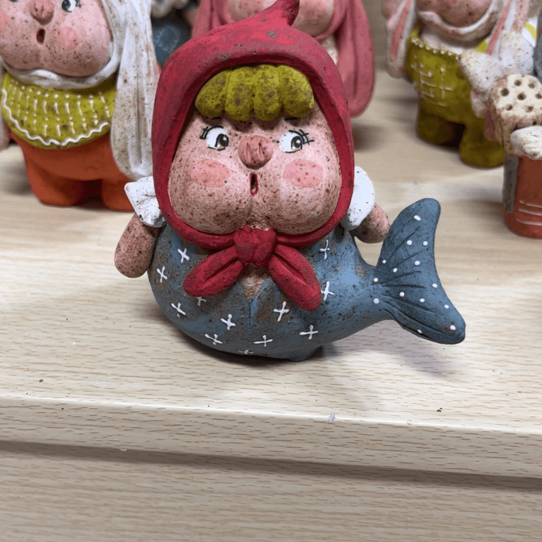 泥塑古镇炻陶花盆