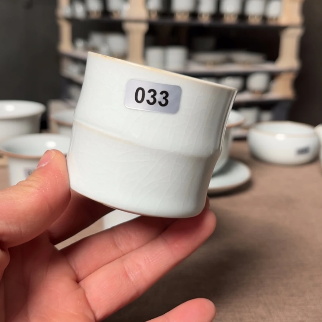 【闪购商品】瓷杯033微微小瑕竹节杯