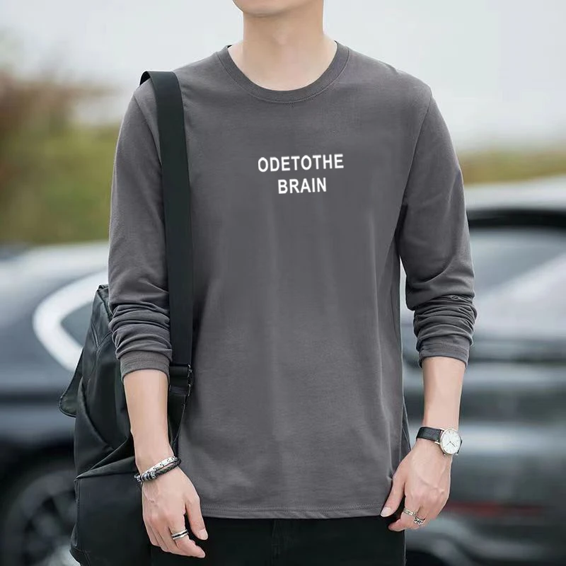 新疆棉长袖t恤男圆领宽松潮流ins印花内搭上衣男士体恤秋衣打底衫