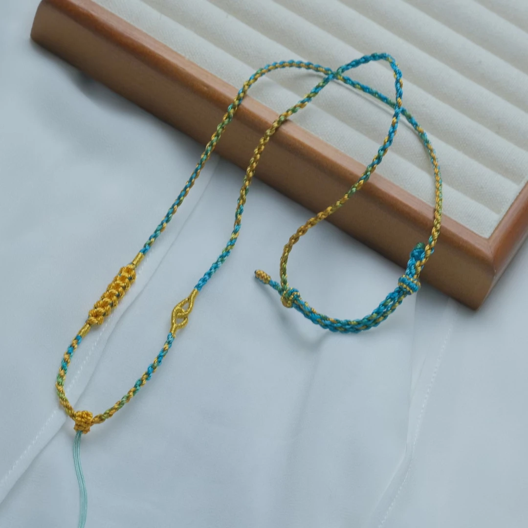 全手工编织四股六朵桃花吊坠绳玉石专用绳可调节