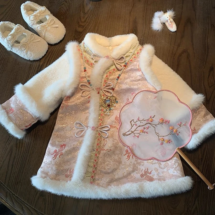 女童拜年服2025新款冬周岁礼服元旦演出小童女宝宝女宝周岁礼服