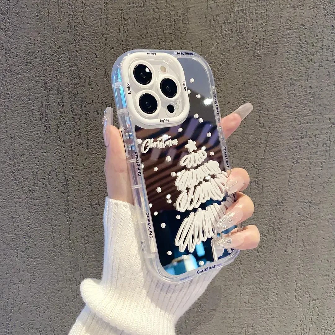 个性创意圣诞树高级镜面苹果15手机壳华为荣耀/OPPO/VIVO/小米潮
