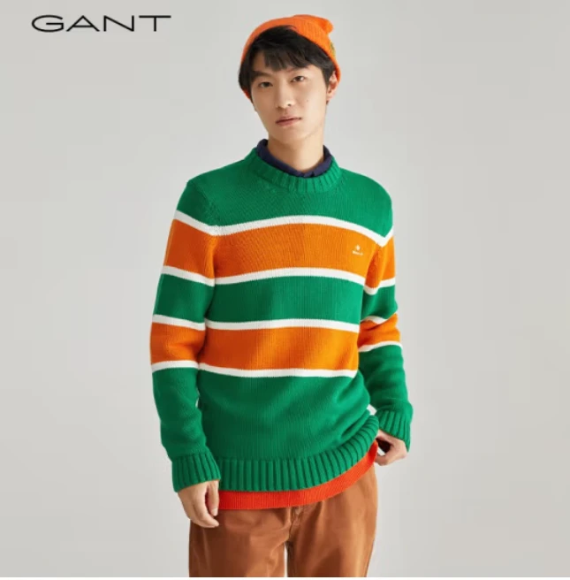GANT/甘特男士时尚潮流撞色条纹休闲宽松针织衫毛衣8030103