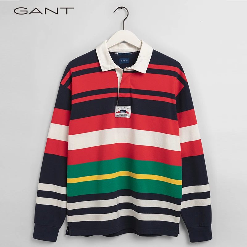 GANT/甘特撞色带领男装橄榄球衫2025041