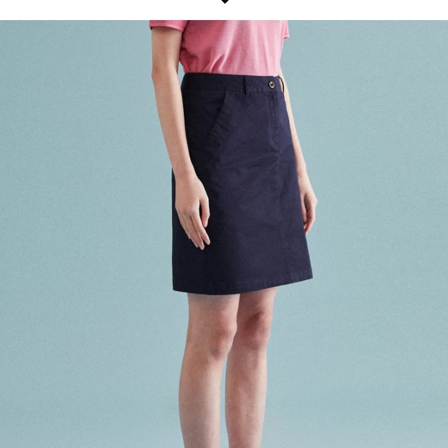GANT/甘特春夏女士舒适学院风简约微弹斜纹休闲半身裙4400047