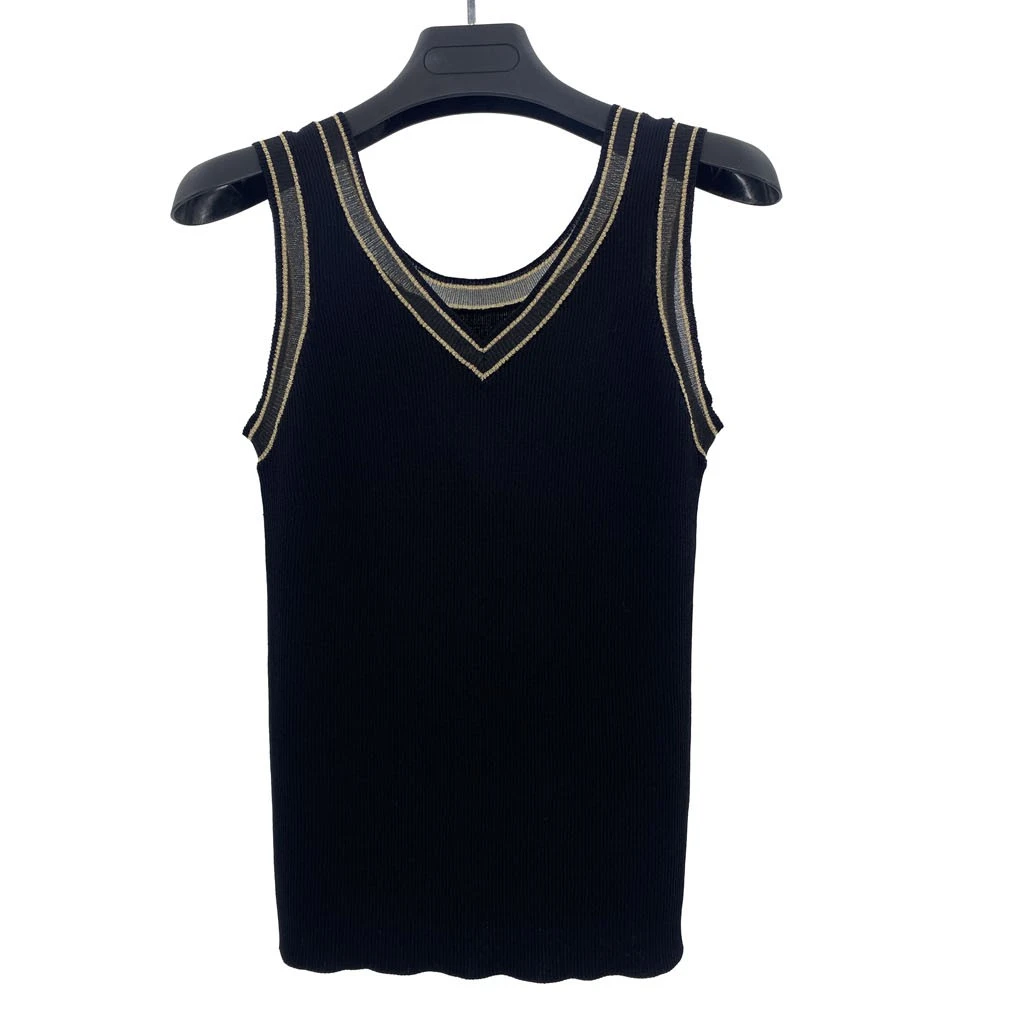 【诗菡服饰】2023新款吊带背心女v领简约内搭无袖针织上衣  S394