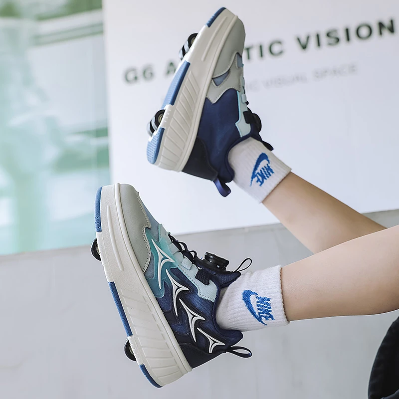 男童暴走鞋2024新款儿童透气运动四轮隐形滑女童轮鞋溜冰鞋中大童