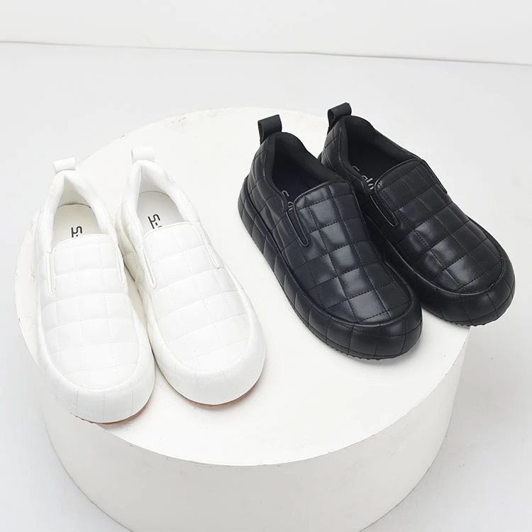 厚底松糕乐福鞋格子圆头厚底单鞋女深口女鞋137