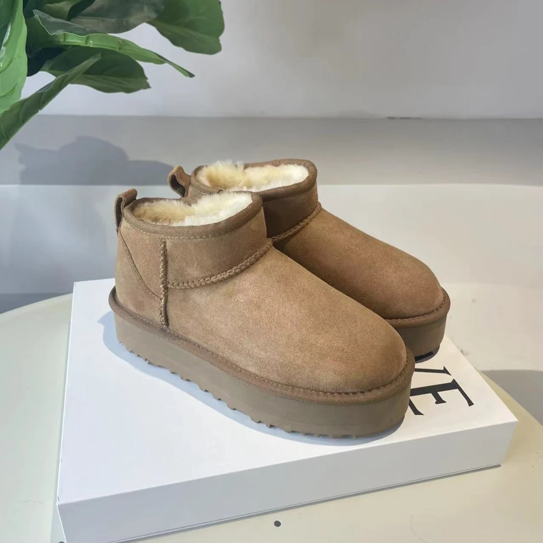 【羊皮毛一体雪地靴】厚底周冬雨mini款时尚百搭显身高加厚雪地靴