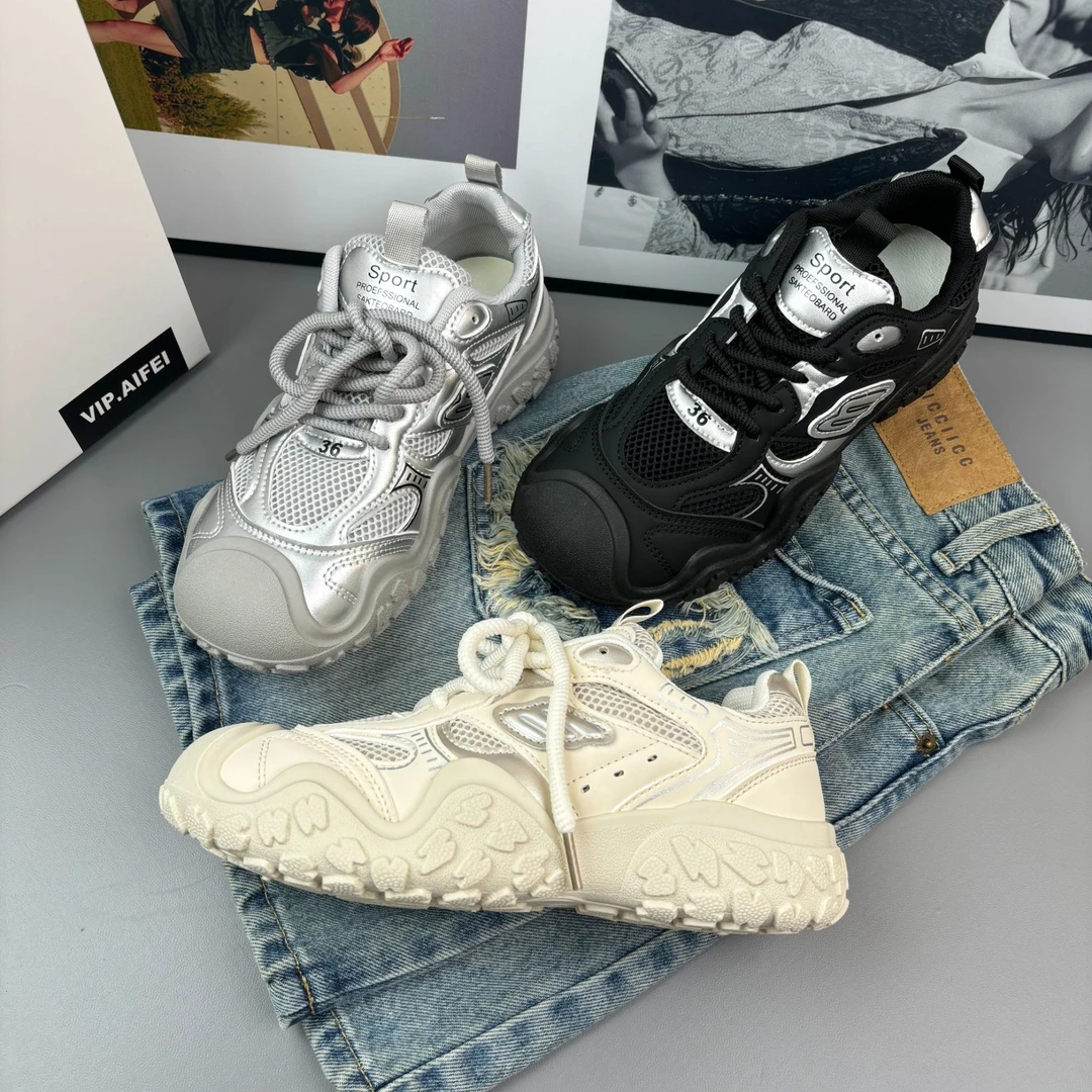 丑萌小众不撞款时尚老爹女鞋2024早秋新款网面休闲户外登山运动鞋