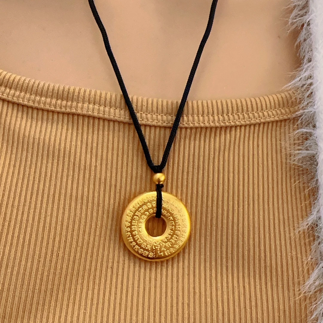 黄金 古法工艺吊坠 足金999百福平安扣吊坠黄金按克卖重12.20克