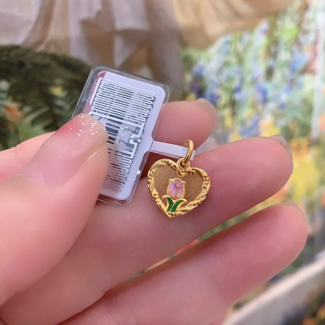 黄金 5G工艺 吊坠足金999 郁金香金吊坠 金吊坠重2.36克