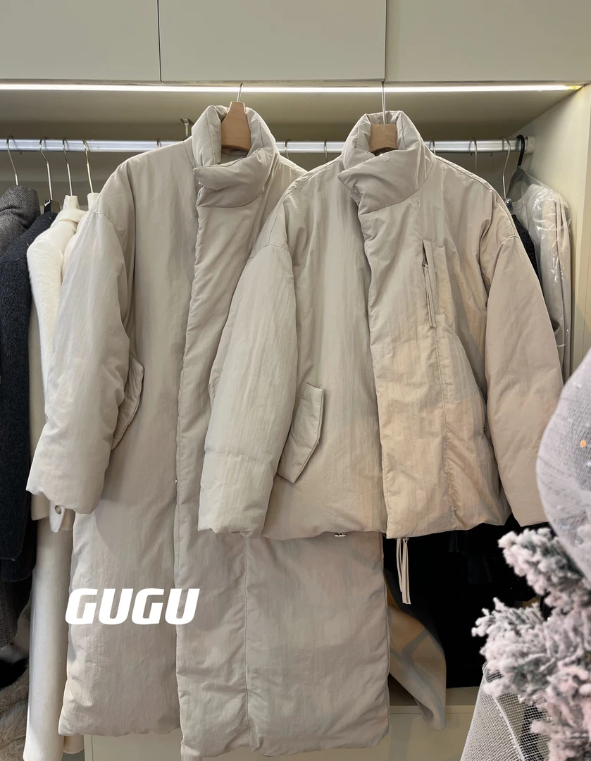 【古古】长款【大棉被款】韩版男女同款小众长款90白鸭绒羽绒服G23680